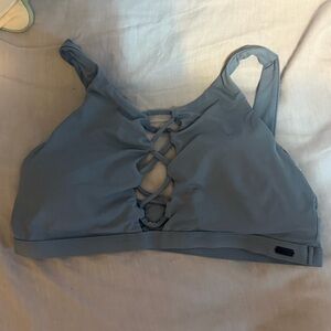 Roxy Blue Women's Halter Bathing suit top with criss cross front